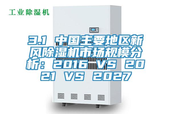 3.1 中國主要地區(qū)新風(fēng)除濕機(jī)市場(chǎng)規(guī)模分析：2016 VS 2021 VS 2027