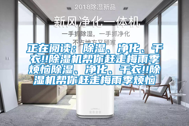 正在閱讀：除濕、凈化、干衣!!除濕機幫你趕走梅雨季煩惱除濕、凈化、干衣!!除濕機幫你趕走梅雨季煩惱