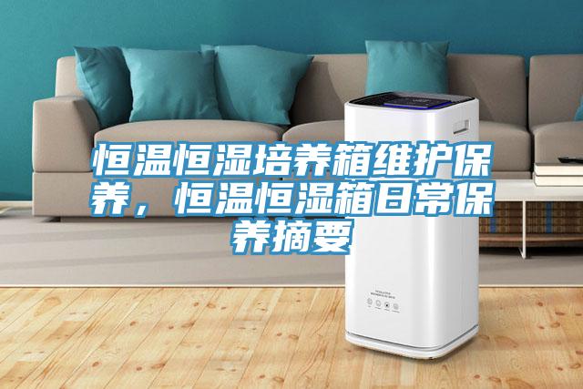 恒温恒湿培养箱维护保养，恒温恒湿箱日常保养摘要